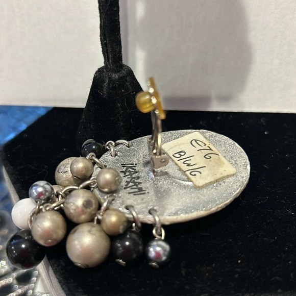 Vintage IKARAMI Black White & Gray Statement Earrings-Boutique - Picture 5 of 5